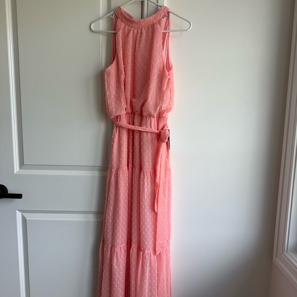 Elegant Pink Sleeveless Maxi Dress